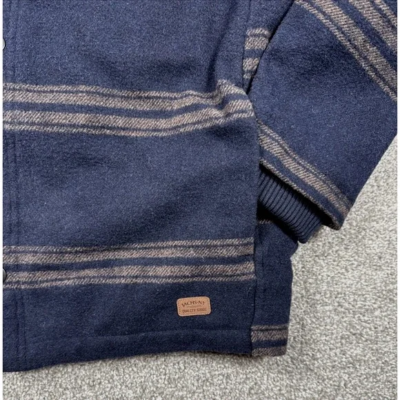 Jachs New York Wool Blend Sherpa Lined Jacket Mens Large Navy Plaid Insulated - Picture 8 of 12